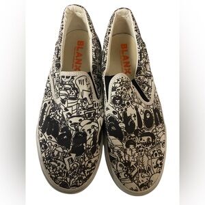 BLANX Black and White Graphic Slip-On Shoes